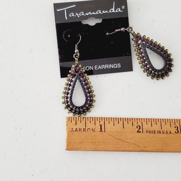 Taramanda Rhinestone Dangle Earrings Whimsigoth Dark Romantic NEW - Picture 6 of 8